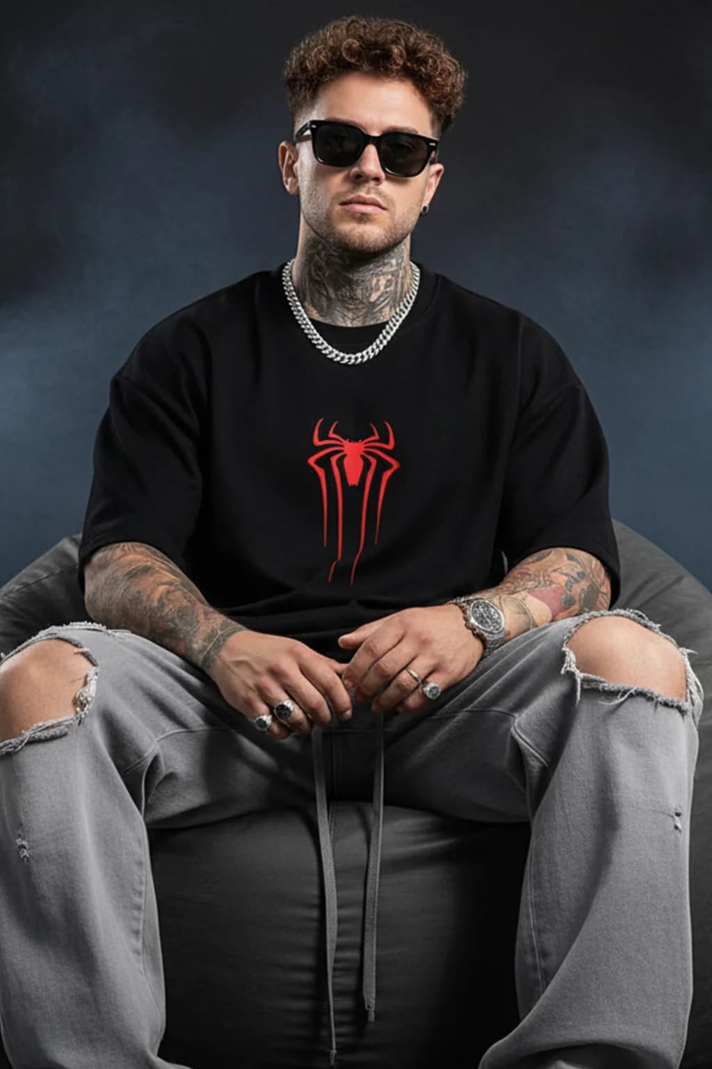 Urban Flame Oversized T-Shirt — Black 3