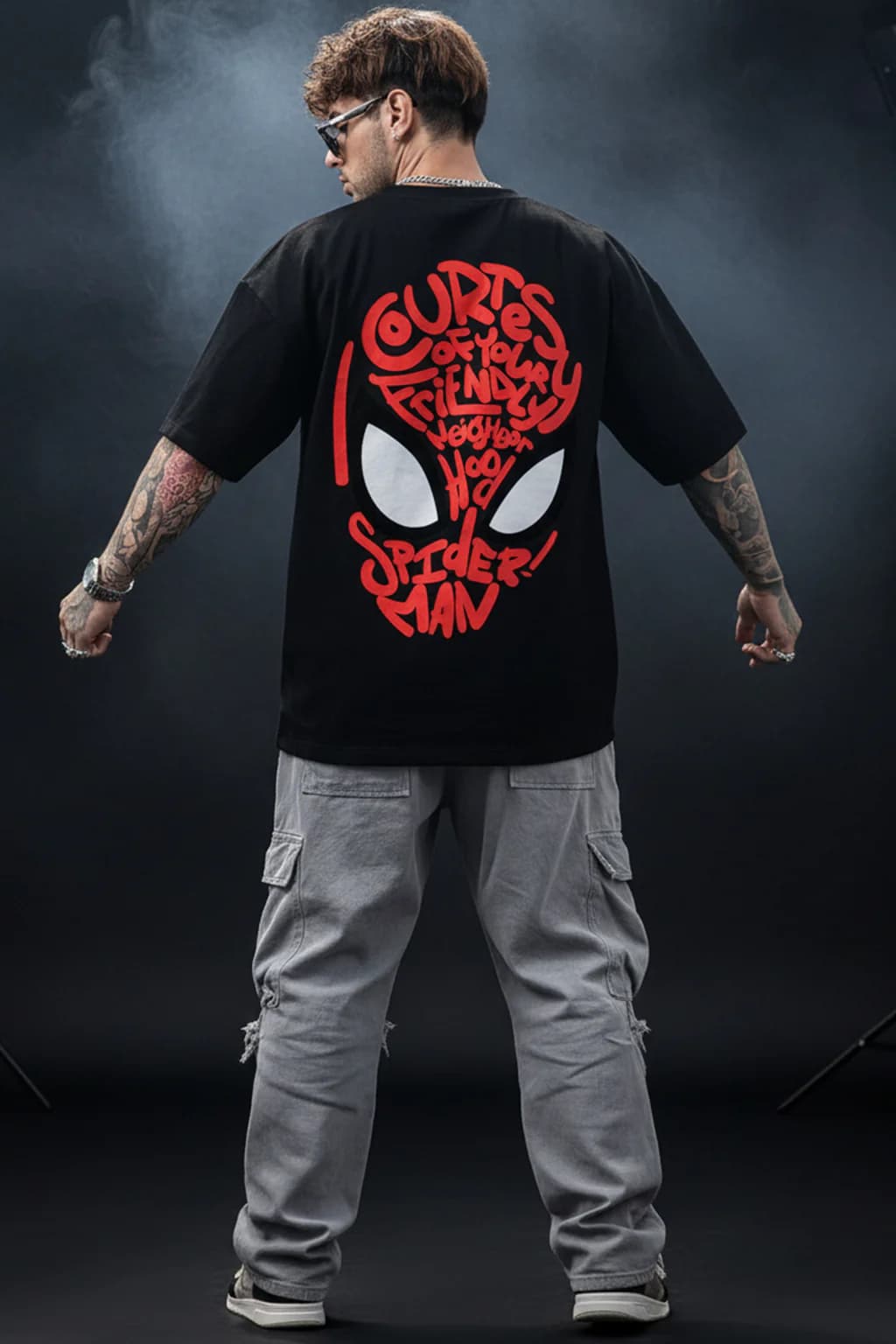 Urban Flame Oversized T-Shirt — Black